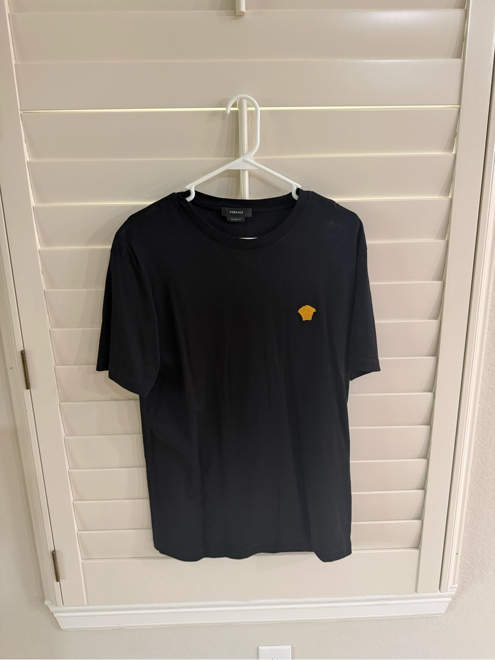 AUTHENTIC Versace Black Short-Sleeve Tee with Gold Medusa Emblem